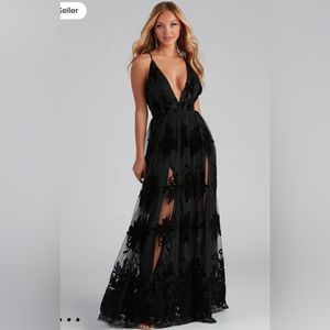 Black and lace long dress